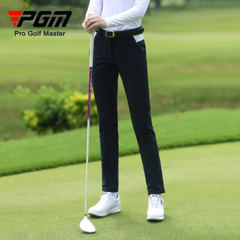 PGM Autumn Winter Waterproof Women Golf Trousers Thick Keep Warm Long Pant Plus Velvet Golf Ball Pants Windproof Tennis Clothing