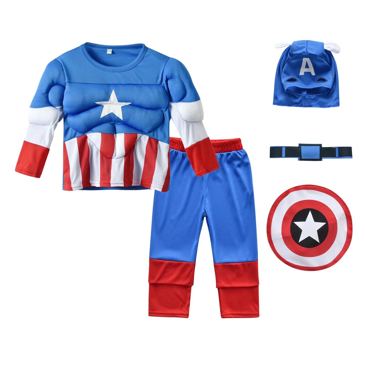 Marvel Hero Hulk Captain America Cosplay Costume Boy Kids Clothes Spiderman Muscle Suit Halloween Carnival Birthday Party - Seprincess