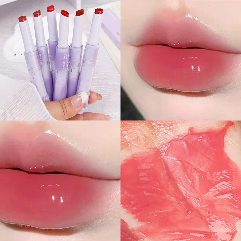 Jelly Pink Lipsticks Pen Moisturizing Lasting Mirror Water Light Solid Lip Gloss Glass Clear Lip Glaze Makeup Korean Cosmetics - Seprincess