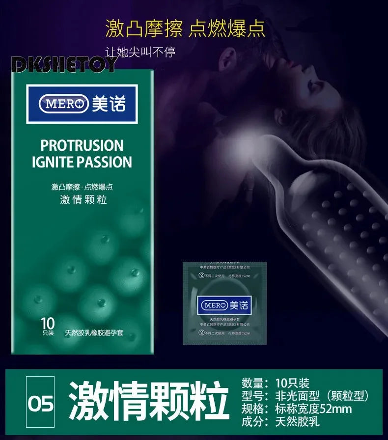 6PCS/Box Female G-spot Vaginal Stimulation Condoms Adult Sex Products Extra Sensitive Penis Sleeve Ribbed Dotted Spike Condom - Seprincess