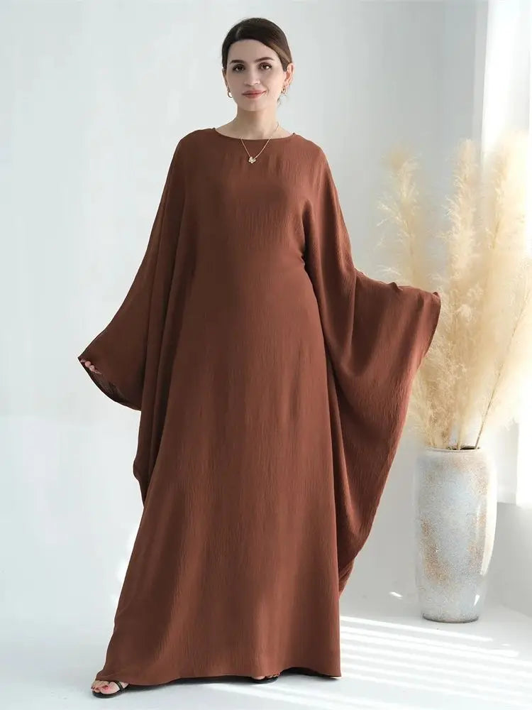 Ramadan Eid Crepe Batwing Butterfly Modest Abaya Dubai Luxury 2024 Muslim Jersey Hijabs Kaftan Dress For Women Kebaya Vestidos - Seprincess