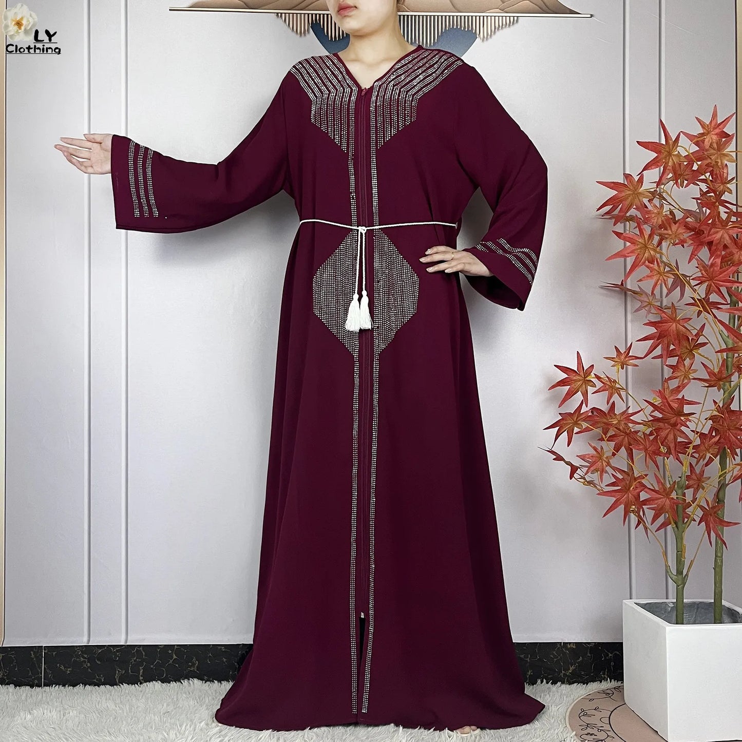 2024 For Women Elegant Dresses Dubai Party Outfits Long Sleeved Chiffon Dashiki Muslim Women Robe Open African Abaya Clothing