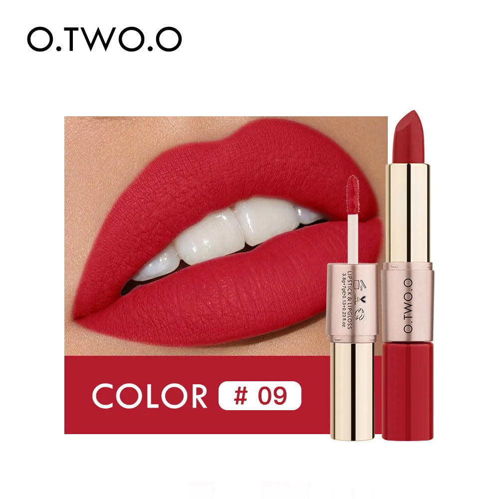 O.TWO.O 2 IN 1 Matte Lipstick&Liquid Lipstick 12 Colors Makeup Lip Glaze Waterproof Batom Lip Cosmetics Silky Texture