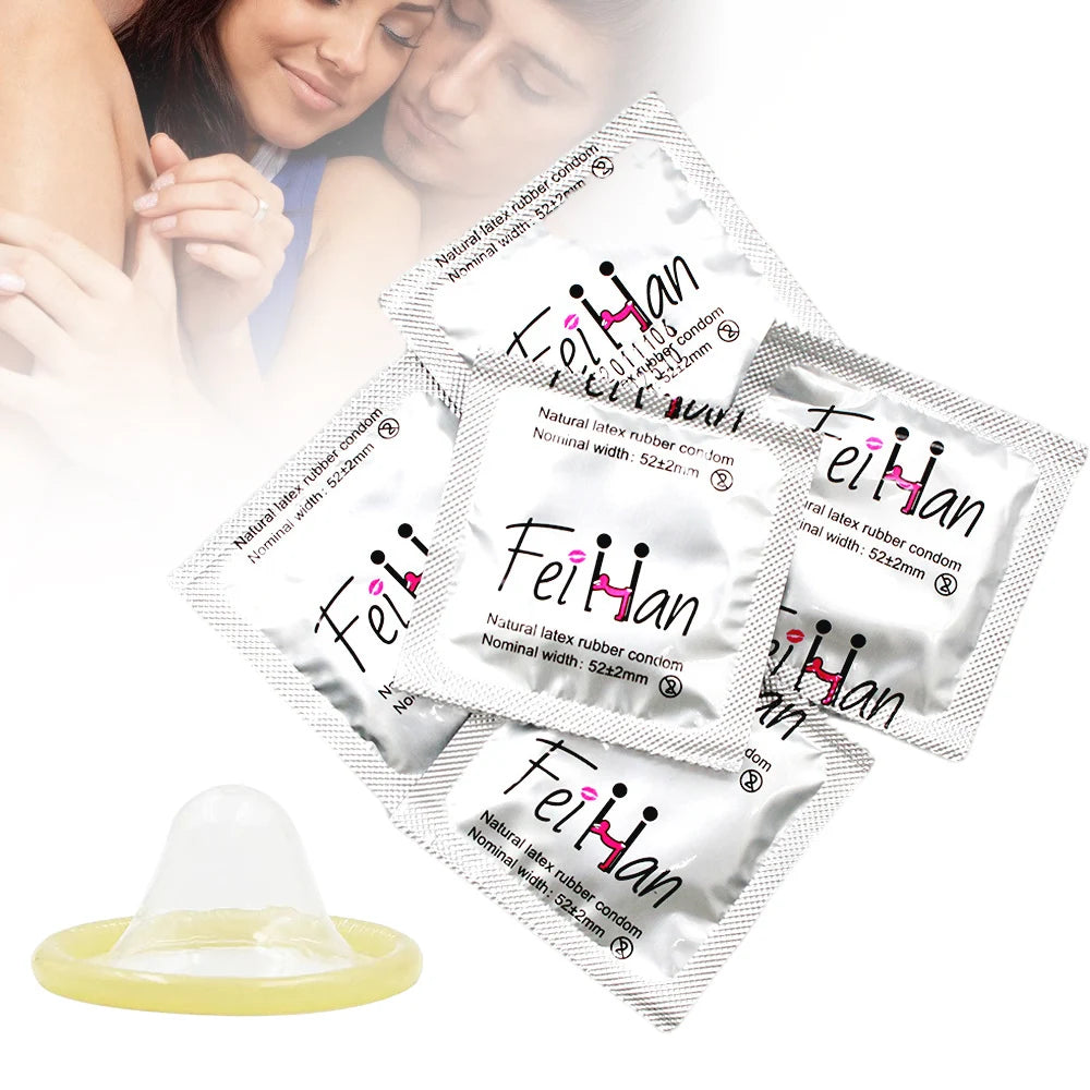 Hyaluronic Acid Condom Smooth Natural Latex Cock Penis Sleeve Ultra Thin Sensitively Natural Feel Sex Toys for Couples Sexshop - Seprincess