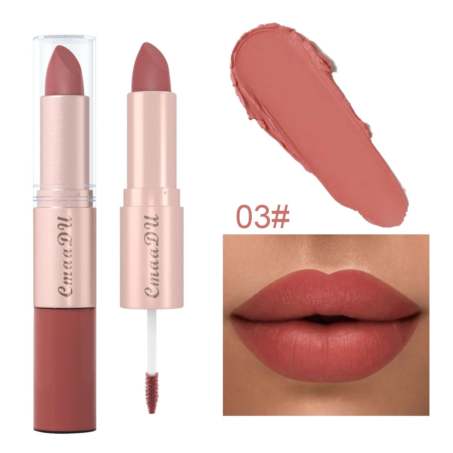 Double Ended Matte Lipstick Waterproof Nude Matte Velvet Glossy Lip Gloss Lip Balm Sexy Red Lip Tint Women Fashion Makeup Gift - Seprincess