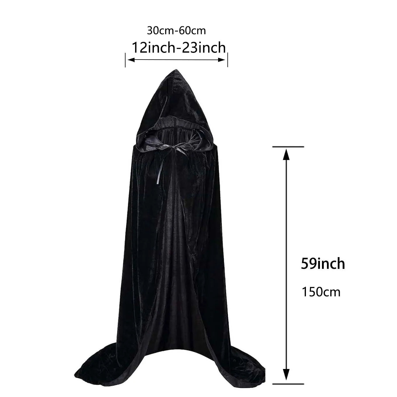 Halloween Pleuche Velvet Cloak Cape Hooded Medieval Costume Witch Wicca Vampire Halloween Cosplay Costume Cape for Christmas - Seprincess