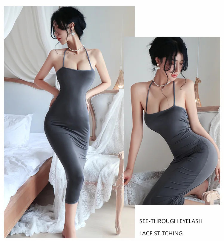 Sexy Dress Hanging neck backless strap suspender buttocks wrapped long skirt Woman clothes Evening dresses cheap clothes xxx - Seprincess