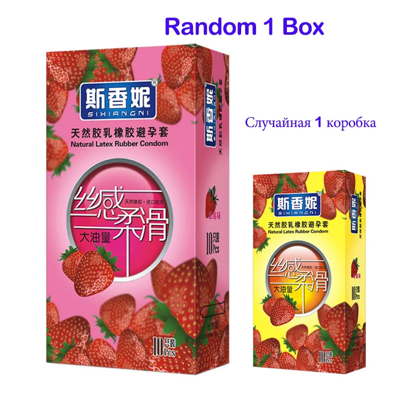 Strawberry Flavor Condoms Sex Toys For Men Women Vaginal Stimulation Condom Full Oil Ultra-thin Smooth Penis Sleeve adults 18+ - Seprincess