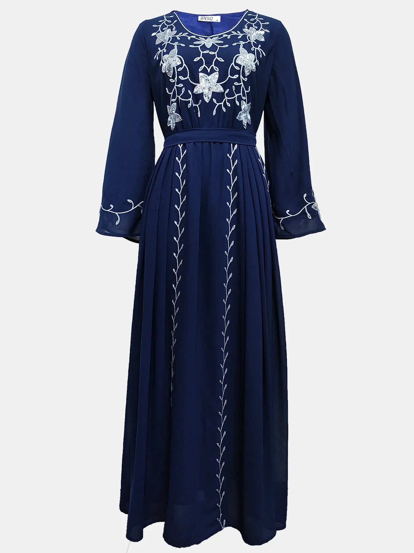 Dress for Women 2024 Spring Summer Fashion Muslim Women Long Sleeve Polyester Kaftan Embroidery Long Maxi Dress Abaya Dubai