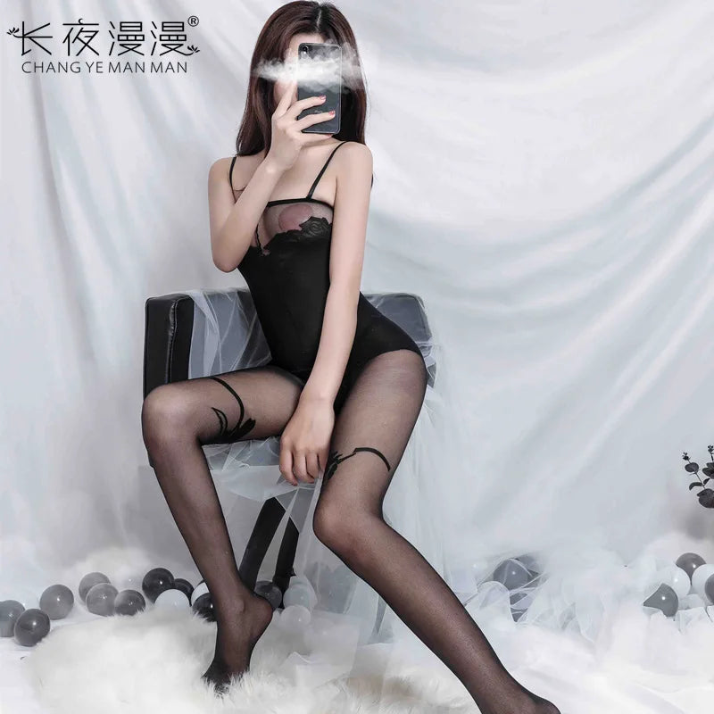 Women's Underwear Passion Transparent Sexy Seduction Open Mesh Stockings Uniform Night Lost Night Dress Suit