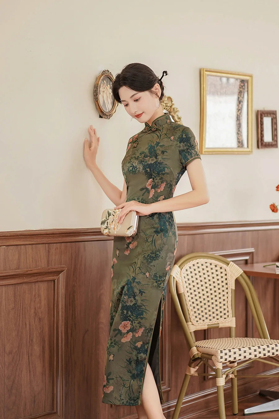 Large Size 4Xl 4Xl 5Xl Chinese Qipao Cheongsam Woman Chinese Traditional Dress Floral Print Slitting Hem Bodycon Sexy Vestidos - Seprincess