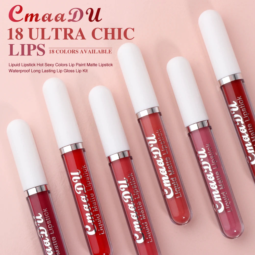 CmaaDu 18 Matte Mist Lip Glaze Long-lasting waterproof Moisturizing Lip Gloss Natural Healthy Lipstick - Seprincess