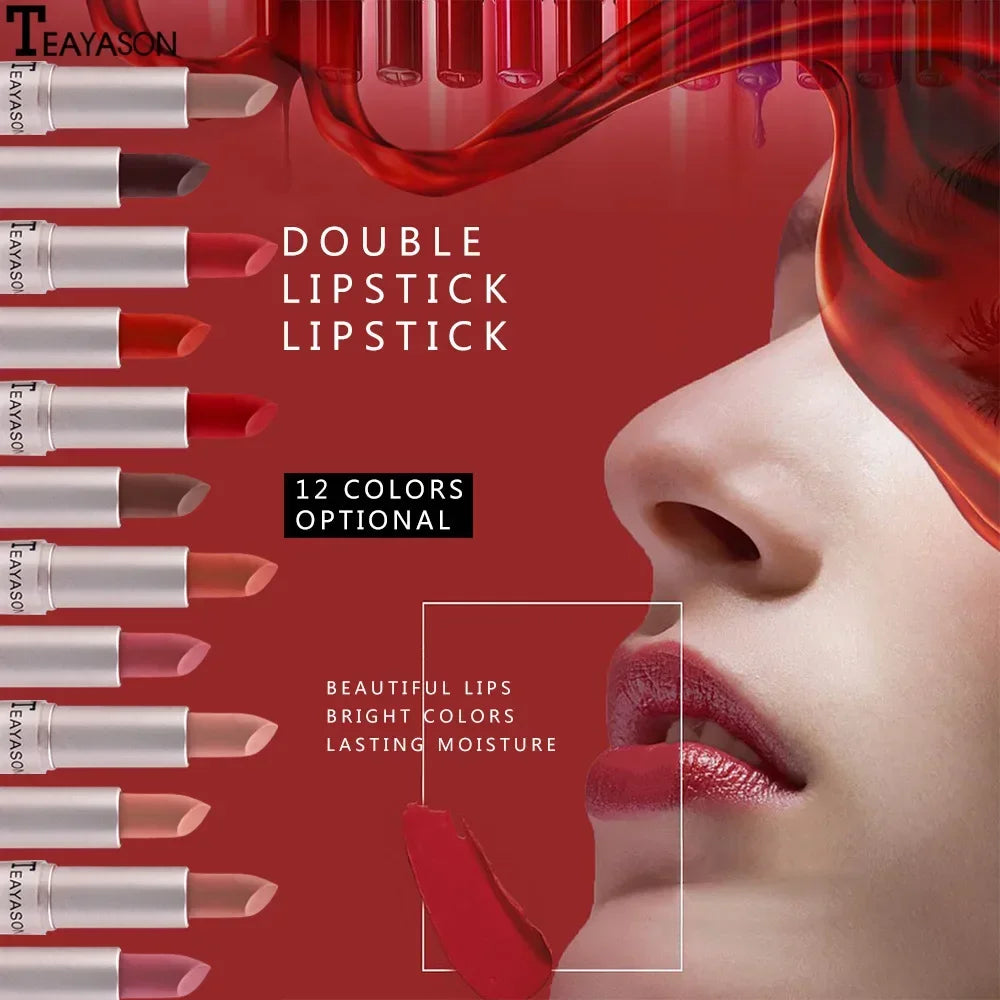 2 In 1 Double Head Lip Gloss Matte Velvet Sexy Red Tint Liquid Lipstick Waterproof Lasting Cosmetic Lip Gloss Makeup Cosmetics - Seprincess