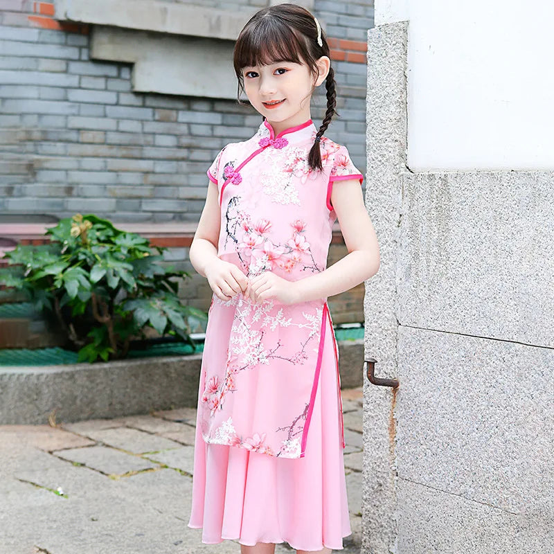 1pcs/lot chinese style children Girl Traditional Cheongsam Hanfu Dress Kids Princess Costume - Seprincess