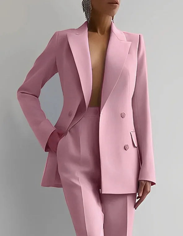 2024 Casual Long Sleeve Suit Set Office Lady Solid Elegant Slim Spring Autumn Tops Blazer Pants Two Piece Set Women Outfit - Seprincess