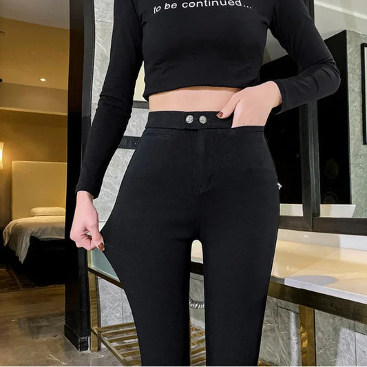 Ladies Fashion Streetwear Elastic Pencil Pants Women Bottoms Pants Woman Slim-Fit Skinny Trousers Female Girls Clothes VyK676