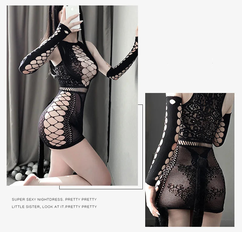 Sexy Erotic lingerie Hollow Deep V Lace Stripe Wrapped Hip Skirt underwear women sexy lingerie woman Sex shop xxx sex outfit - Seprincess