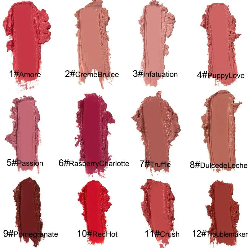 12 Colors Sexy Women Lipstick Waterproof Long Lasting Moist Lip Gloss Vivid Colorful Lipgloss Women Makeup maquiagem - Seprincess