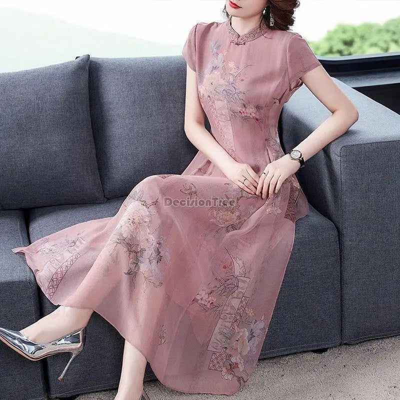 modern cheongsam dress women floral qipao chinese flower qipao party vintage ao dai dress elegant party dress oriental qipao - Seprincess