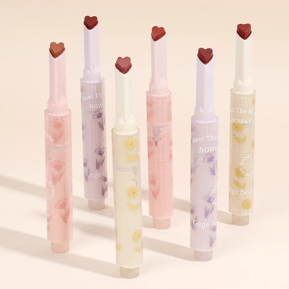 Transparent Lip Glaze Flower Honey Jelly Lipstick Pen Waterproof Non-stick Cup Heart-shaped Lip Gloss Korea Women Lips Makeup - Seprincess