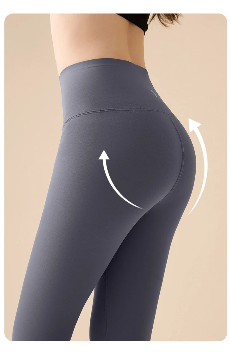 BIVIGAOS Fall Winter Fleece Thick Breasted Zipper Sharkskin Leggings Women's Waist Shaping Tight Sports Leggings Warm Pants