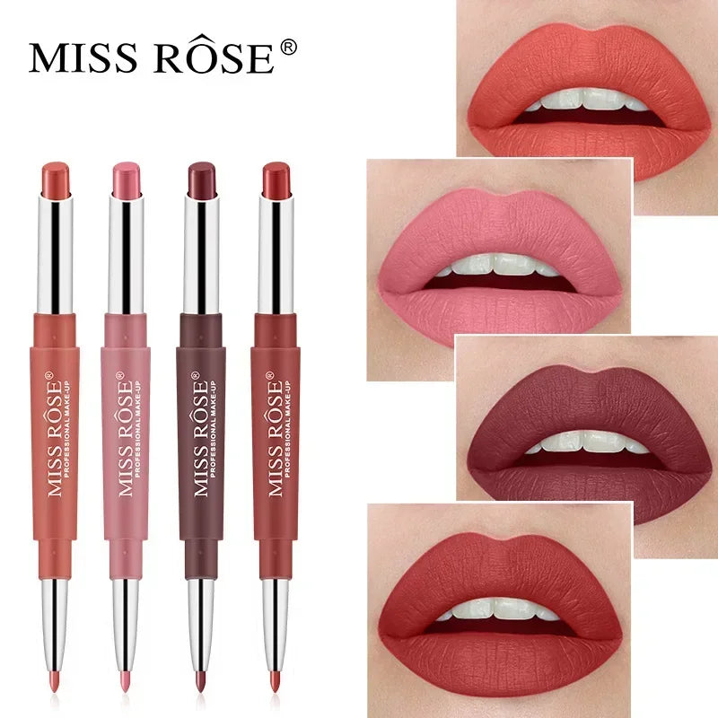 Miss Rose Double-end Lipstick Lipgloss Pencil Makeup Long Lasting Tint Sexy Red Lip Stick Beauty Matte Lip Gloss Pen Cosmetic - Seprincess