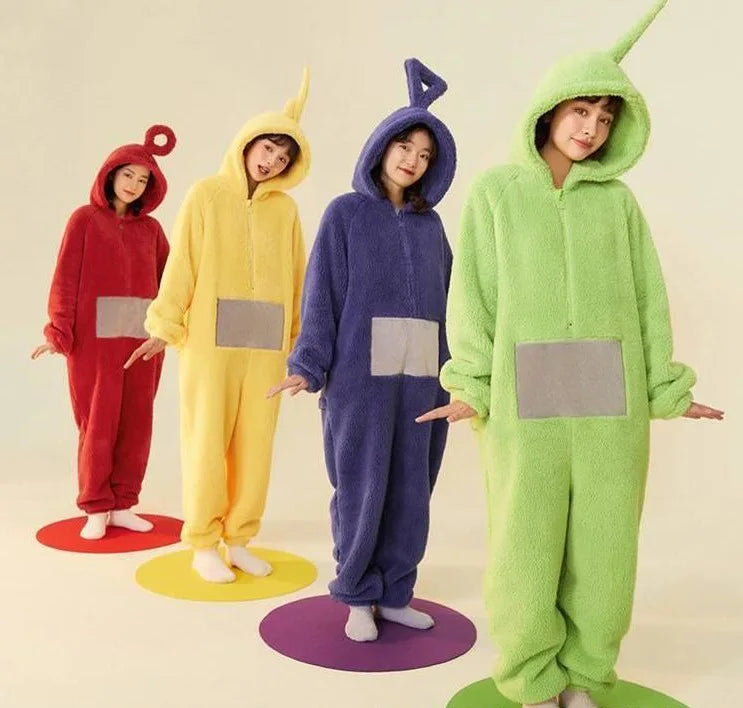 Teletubbies Autumn Winter Pajamas Cosplay Costumes Soft Long Sleeves One-piece Pajamas Laa Home Clothes Christmas Party Gift - Seprincess