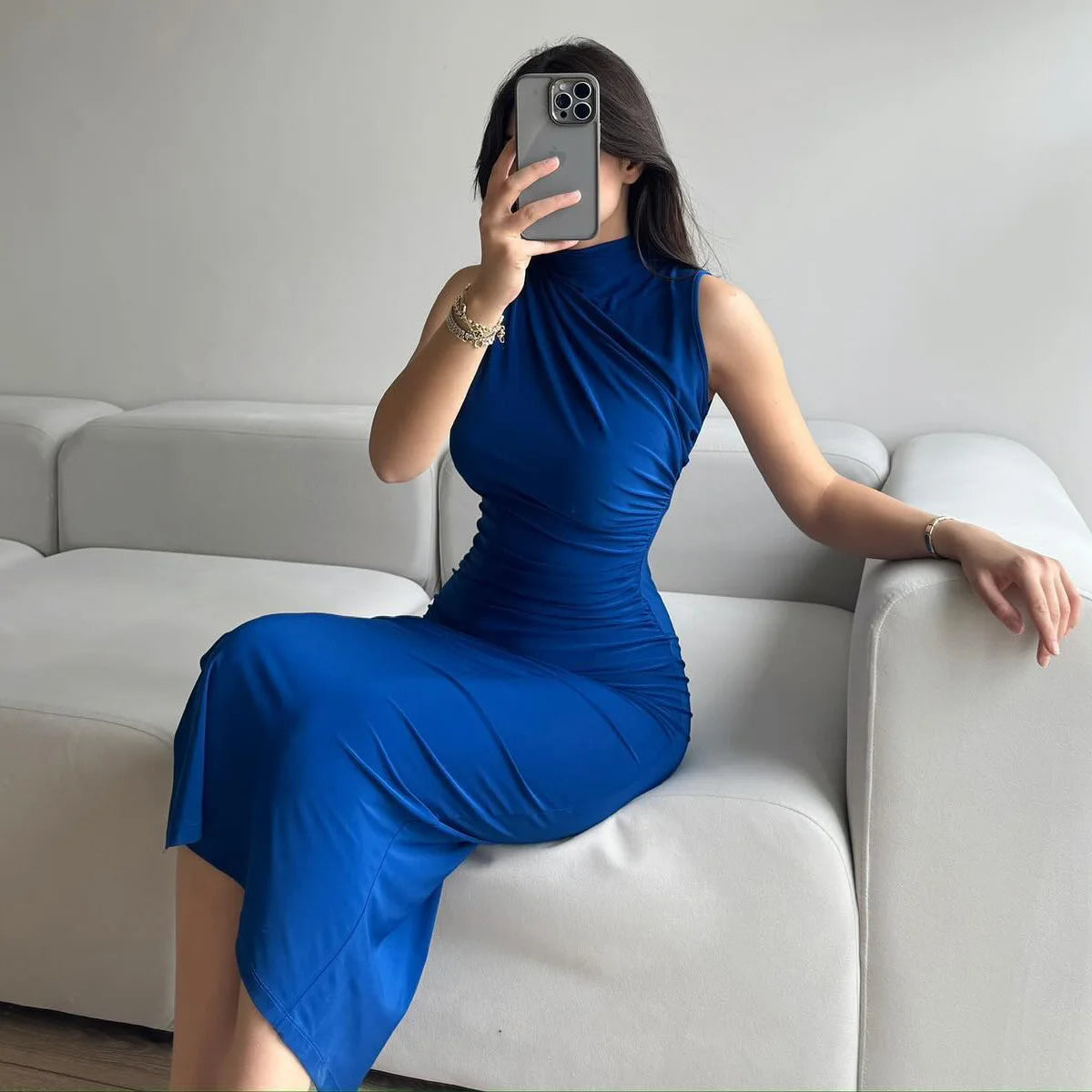 Black New Dresses Women Sexy Backless Sleeveless Split Slim Maxi Dresses Women Casual Party Evening Club Elegant Dresses - Seprincess