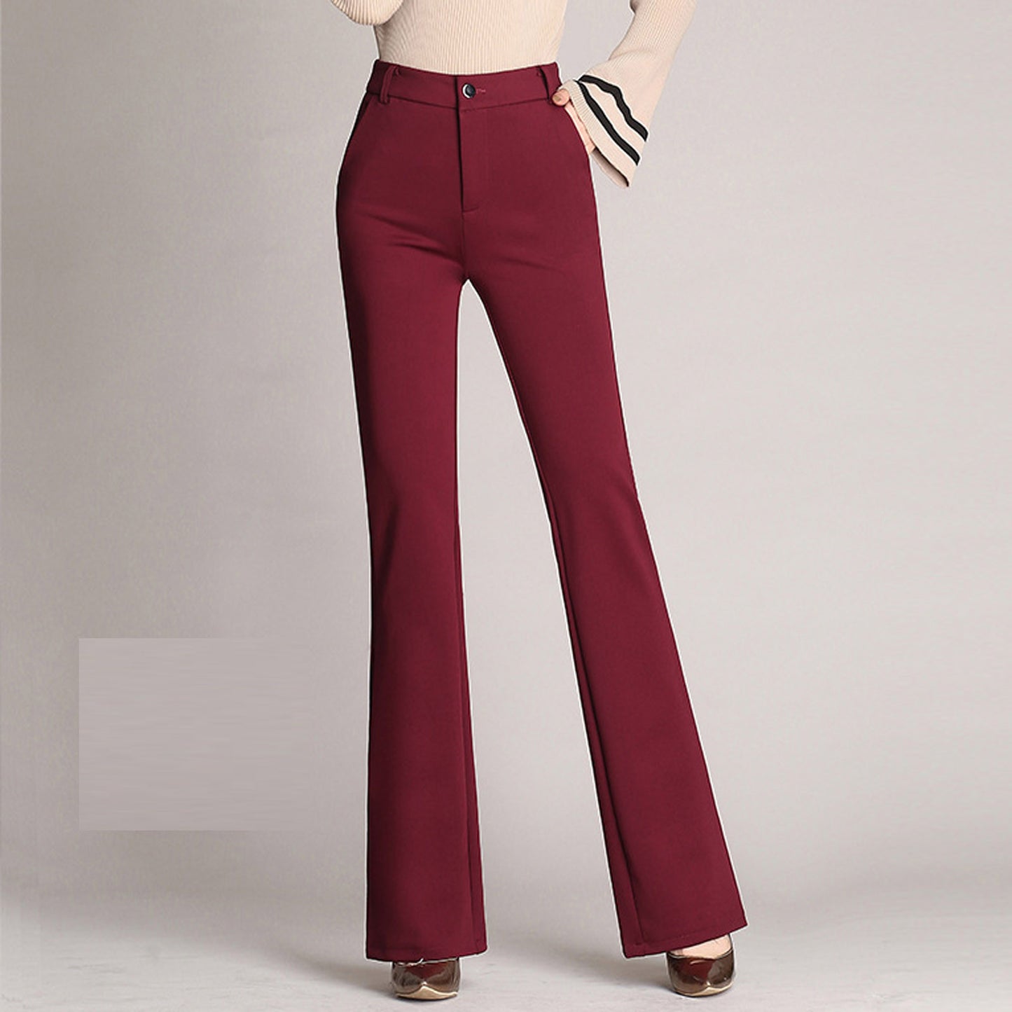 Flared Pants Women'S Bootcut Trousers Large Size Elastic Bell Trousers Suit Trousers Straight High Waist Work Trousers Trousers