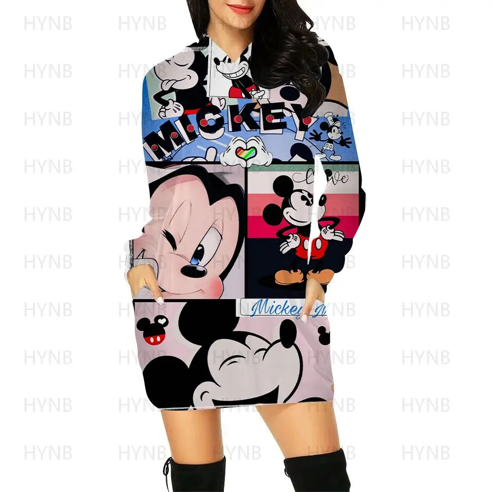 Mini Dress Elegant Dresses for Women Disney Prom Minnie Mouse Luxury Party Hoodie Long Sleeves 2024 Mickey Woman Clothes Kawaii - Seprincess