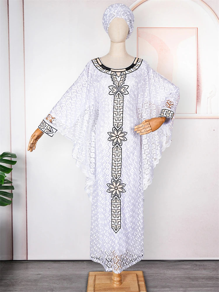 Wedding Party Traditional Lace Dresses Dubai Women Hijab Abayas African Dashiki Loose Boubou Elegant Ladies Clothing Maxi Robe - Seprincess