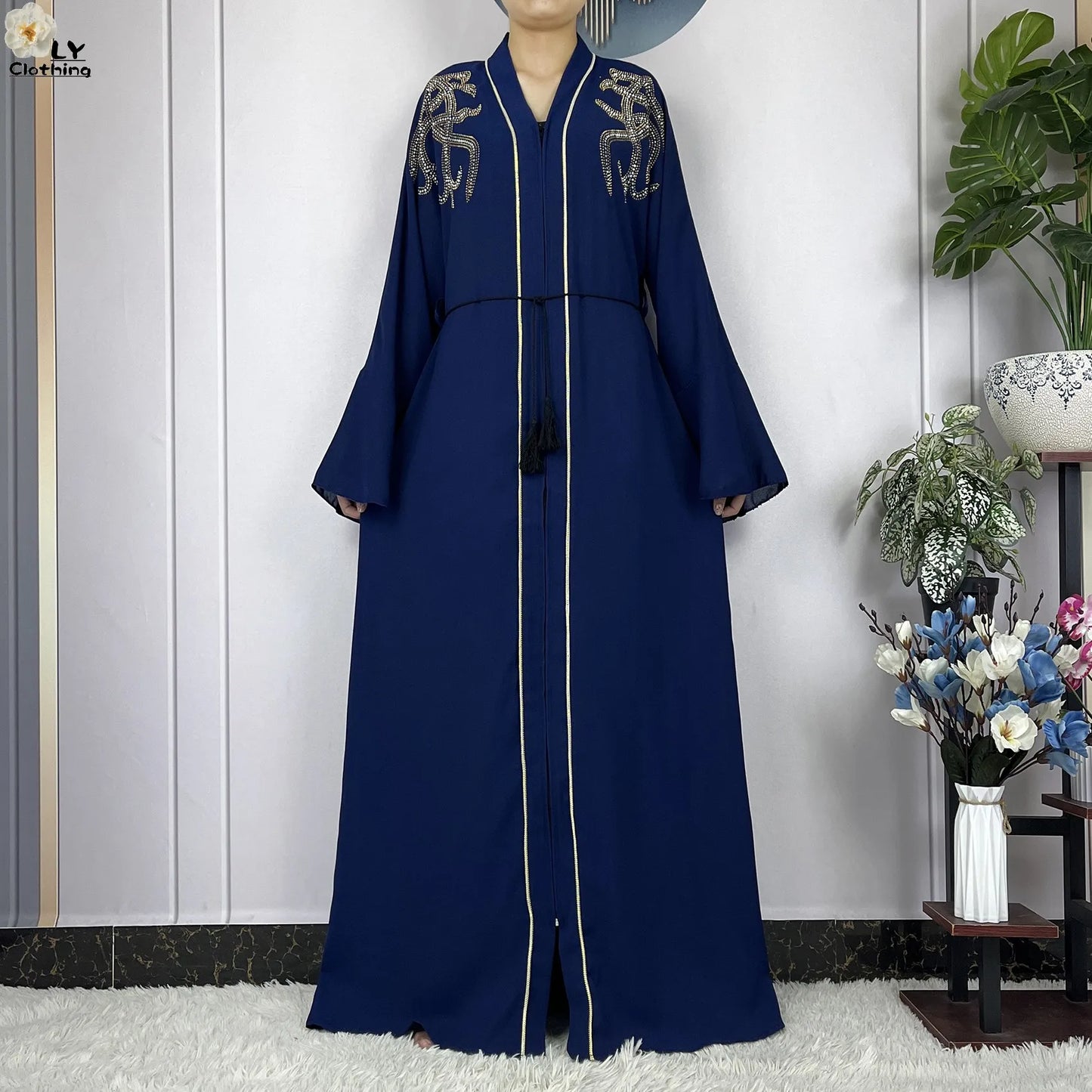 2024 For Women Elegant Dresses Dubai Party Outfits Long Sleeved Chiffon Dashiki Muslim Women Robe Open African Abaya Clothing