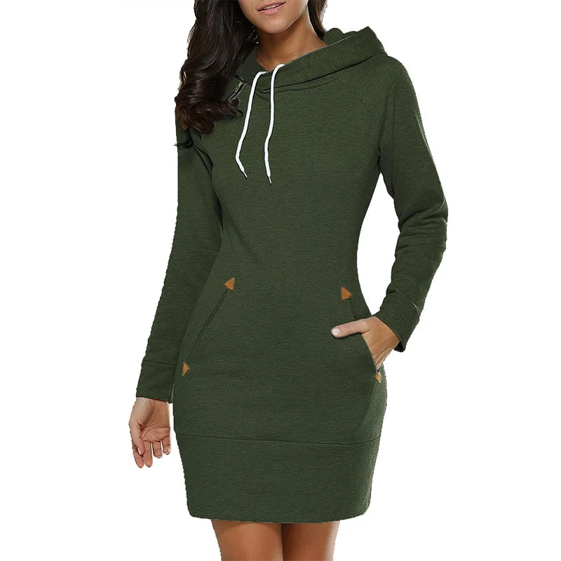 Women Winter Warm Hooded Pullover Sweatshirt Long Dress Sweatshirt Hoodies Women - Seprincess