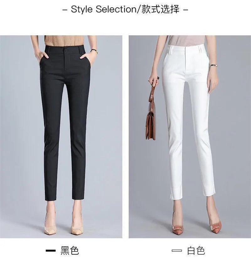 White Pants 2024 New Spring Summer High Waist Slim Stretch Pencil Pants Office Ladies Elegant Suit Pants Women Straight Trousers