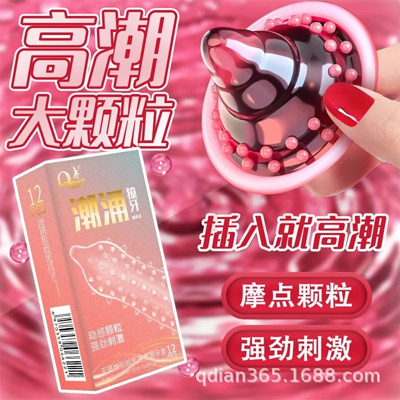 12pcs G Spot Stimulation Condoms For Men 18 Large Spikes Penis Sleeve Long Sex Delay Ejaculation Ribbed Condones Adults Toys - Seprincess