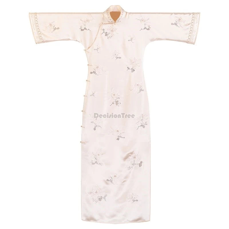 2024 vintage embroidery daily improved traditional qipao chinese style elegant gentle temperament dress classical silk cheongsam - Seprincess