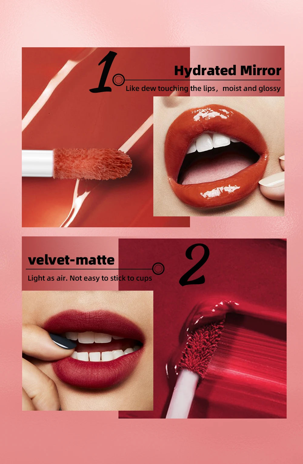 QIBEST 2023 New Double Head Matte Velvet Liquid Lipstick Waterproof Double End Mirror Lip Glaze Moisture Lip Makeup 2 In 1 Stick - Seprincess