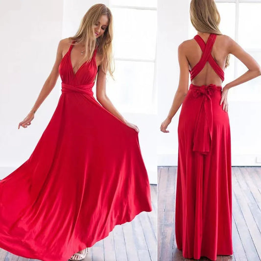 Sexy Women Multiway Wrap Convertible Boho Maxi Club Red Dress Bandage Long Dress Party Bridesmaids Infinity Robe Longue Femme - Seprincess