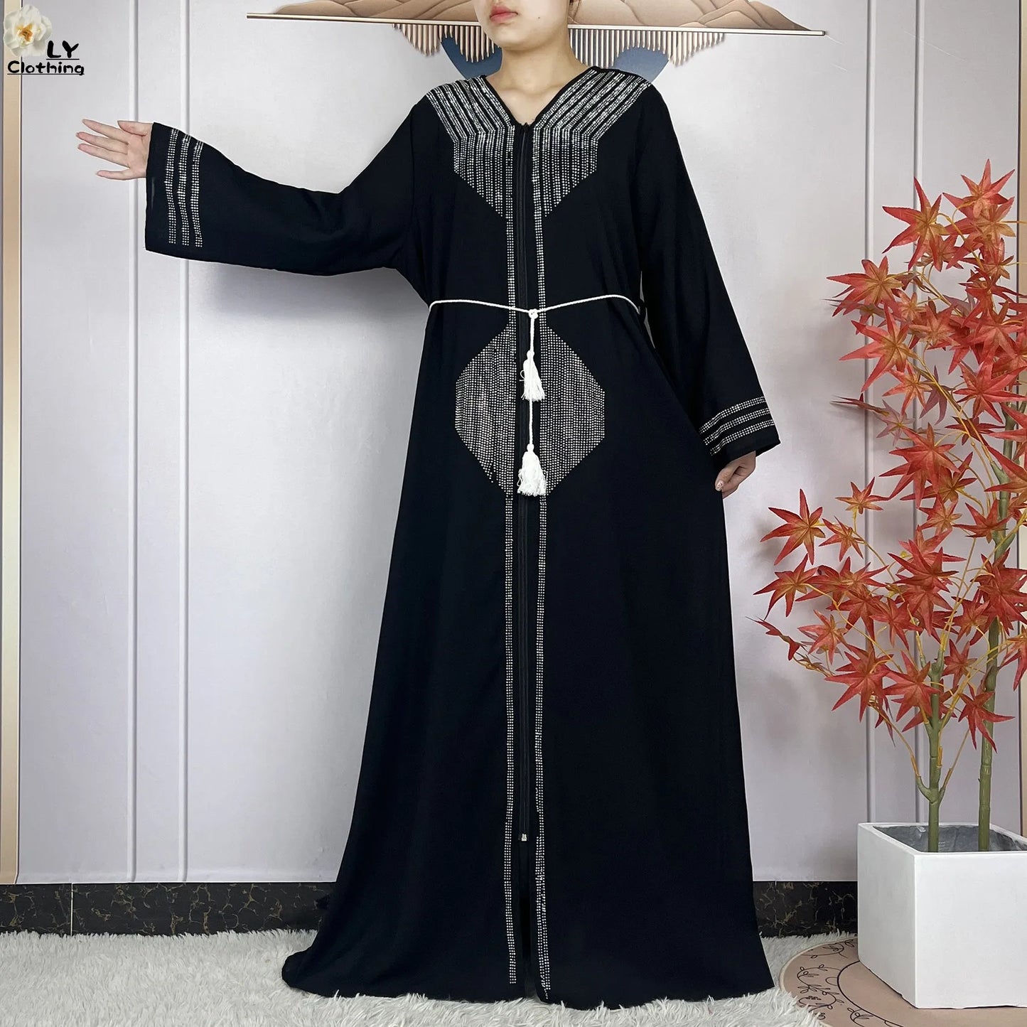 2024 For Women Elegant Dresses Dubai Party Outfits Long Sleeved Chiffon Dashiki Muslim Women Robe Open African Abaya Clothing