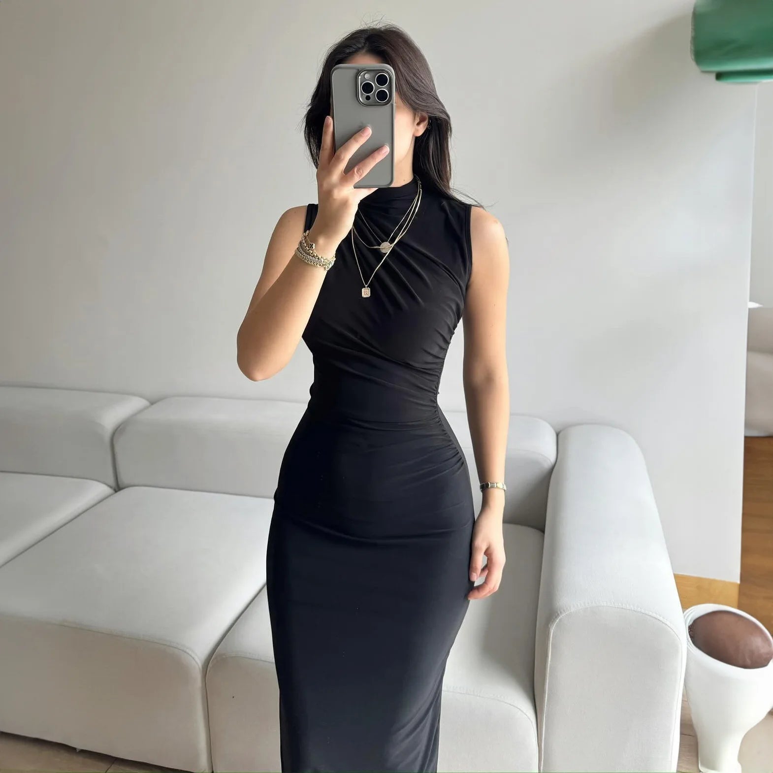 Black New Dresses Women Sexy Backless Sleeveless Split Slim Maxi Dresses Women Casual Party Evening Club Elegant Dresses - Seprincess