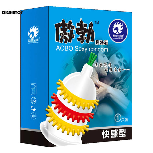 3D Spiked Ribbed Condoms Adults Sex Toys For Men 18+ Vaginal G Spot Stumilation Latex Condom Big Dotted Penis Sleeve Sex Shop - Seprincess