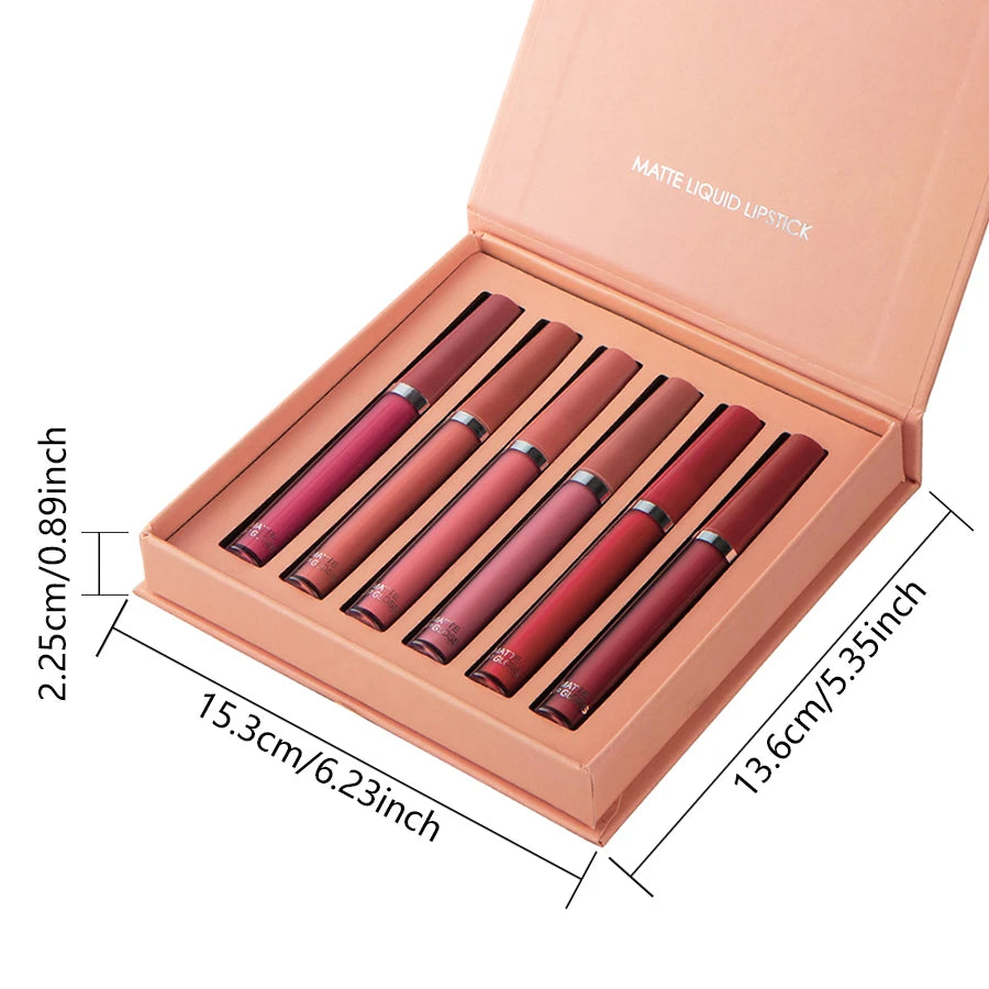 Holiday Gift Box 6PC/Set Matte Velvet Lip Gloss Waterproof Moisturizing Long-lasting Liquid Lipstick - Seprincess