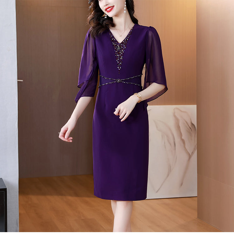 2023 New Fashion Simple Solid Color Dress Women's Summer Elegant Versatile Short Sleeve Loose Fit Casual Party Dress Vestidos - Seprincess