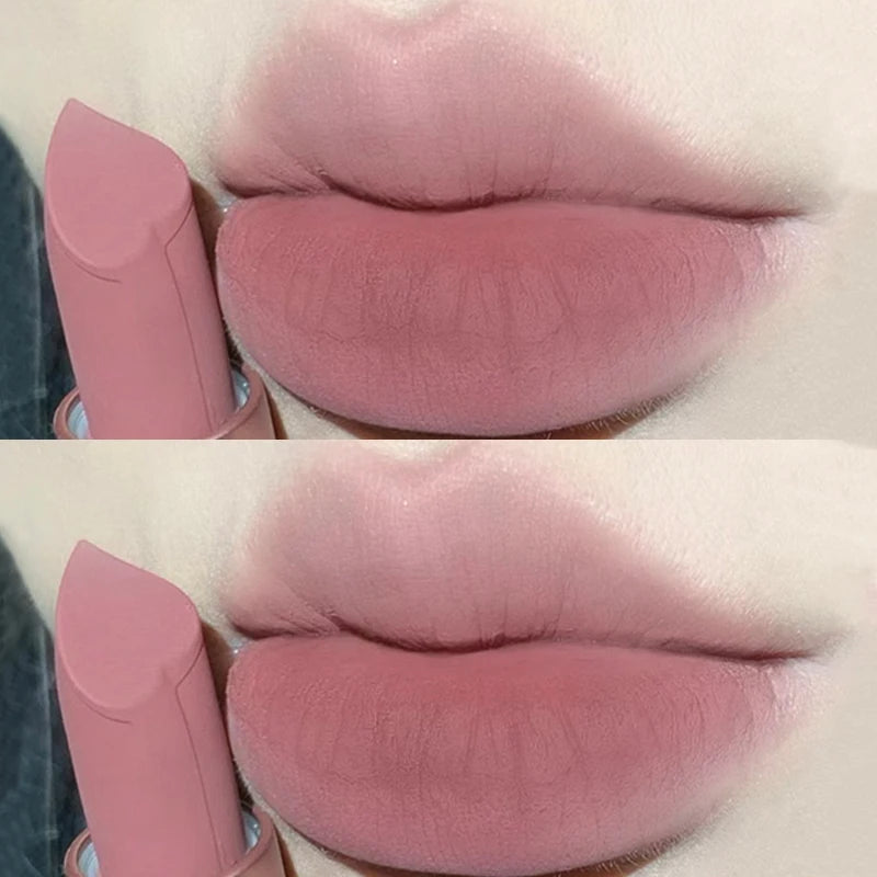 Rose Pink Nude Matte Velvet Lipstick Color Rendering Lasting Non-stick Cup Sexy Lipsticks Waterproof Beauty Lips Makeup Cosmetic - Seprincess