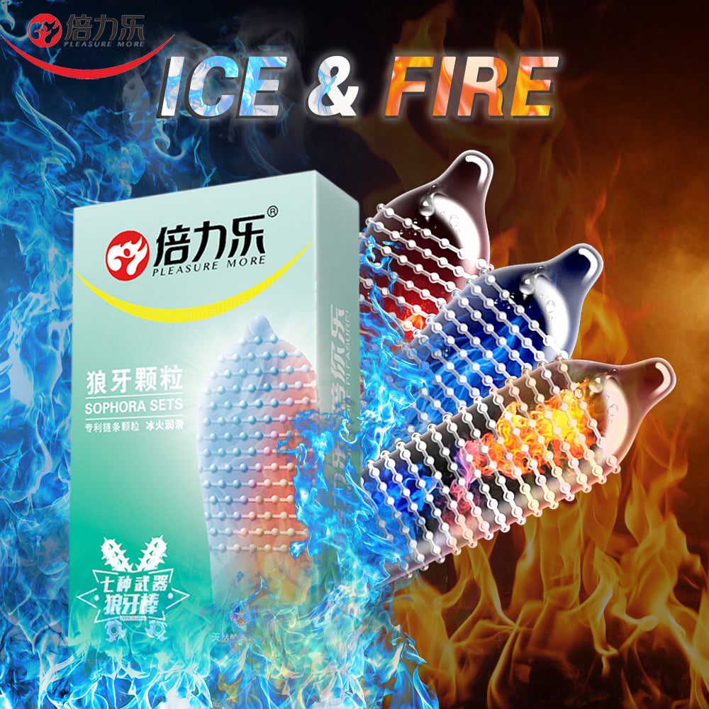 Ribbed Dotted Condoms 10PCS Ultra-thin G-Spot Massage Ice and Fire Feeling Penis Sleeve Sex Toys Granular Sexshop For Couple - Seprincess