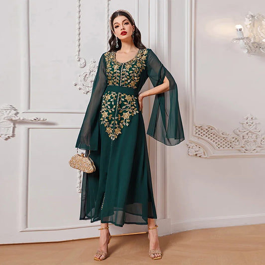 Elegant Luxury Dubai Abayas for Women Embroidery Muslim Evening Party Dress Turkey Kaftan Djellaba Ramadan Caftan Marocain Femme - Seprincess