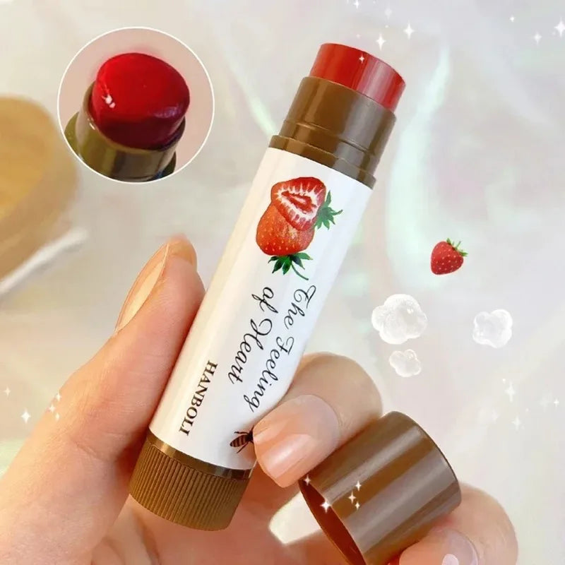 4 Colors Colored Lip Balm Cute Fruit Moisturizing Lip Tint Long Lasting Peach Red Lipstick Waterproof Women Lips Makeup Cosmetic - Seprincess