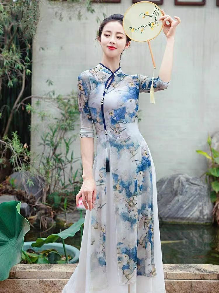 Chinese Qipao Dress Cheongsam Traditional Costume Classical Dance High-end Elegant Dance Clothes Folk Dance Women's Clothes - Seprincess