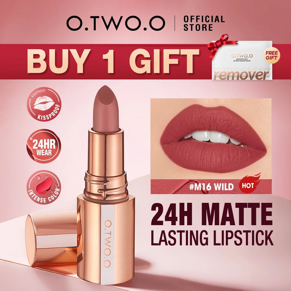 O.TWO.O Matte Lipstick Long Lasting Waterproof Lip Stick Smudge-free Classic Highly Pigmented Velvet Finish Lip Tint Makeup - Seprincess