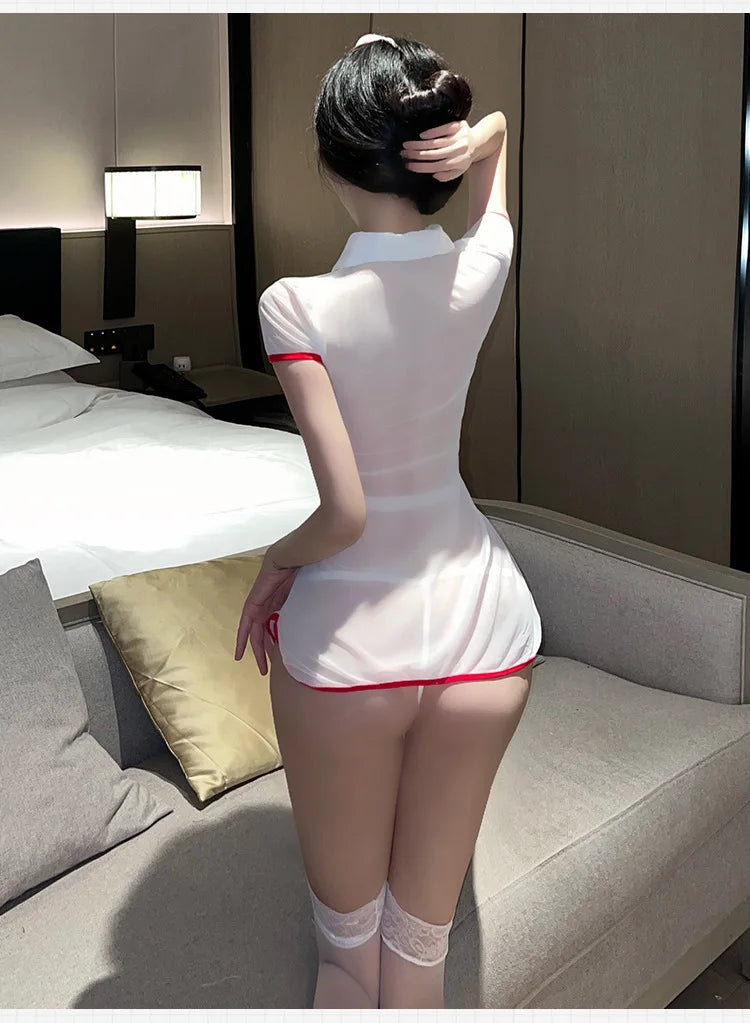 lingerie Deep V exposed nurse uniform tempting tight fitting fetish anal sexy womans costume genshin impact - Seprincess